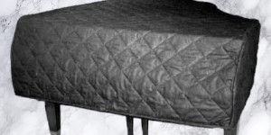 Quilted black grand piano cover for Schimmel pianos - view options